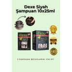 Dexe Siyah Şampuan Şaset 10x25ml | 5 Dakikada Kalıcı Saç Boyası (Tek Kullanımlık 10’lu) - Derin Siyah