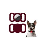 Dexmon Airtag İle Uyumlu Uyumlu Silikon Kılıf Kedi Köpek Tasmasına Takılabilir Kapalı Düşmez Kopmaz Yıkanabilir, Bordo