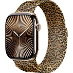 Dexmon Apple Watch 11 10 42MM 9 8 7 6 Se Uyumlu 38 40 41MM Leopar Desenli Mıknatıslı Metal Hasır Kordon - Açık Leopar - Watch 10 42mm 38 40 41mm