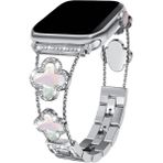 Dexmon Apple Watch 11 10 42MM 9 8 7 6 Se Uyumlu 38 40 41MM Lüks Taşlı Çiçekli Metal Kordon – Şık Zarif Kadın Saat Kayışı - Gümüş - Watch 11 10 42mm 38 40 41mm