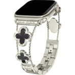 Dexmon Apple Watch 11 10 42MM 9 8 7 6 Se Uyumlu 38 40 41MM Lüks Taşlı Çiçekli Metal Kordon – Şık Zarif Kadın Saat Kayışı - Starlight - Siyah - Watch 11 10 42mm 38 40 41mm