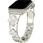 Dexmon Apple Watch 11 10 42MM 9 8 7 6 Se Uyumlu 38 40 41MM Lüks Taşlı Çiçekli Metal Kordon – Şık Zarif Kadın Saat Kayışı - Starlight - Watch 11 10 42mm 38 40 41mm