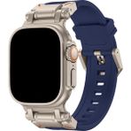Dexmon Apple Watch 11 10 46MM 9 8 7 6 Se Ultra Uyumlu 49-46-45-44-42MM Metal Pimli Tokalı Premium Silikon Kordon – Dayanıklı Spor Rubber Kayış - Lacivert - Titanyum