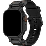 Dexmon Apple Watch 11 10 46MM 9 8 7 6 Se Ultra Uyumlu 49-46-45-44-42MM Metal Pimli Tokalı Premium Silikon Kordon – Dayanıklı Spor Rubber Kayış - Siyah