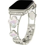 Dexmon Apple Watch 11 10 9 8 7 6 Ultra Se Uyumlu 42 44 45 46 49MM Lüks Taşlı Çiçekli Metal Kordon – Şık Zarif Kadın Saat Kayışı - Starlight