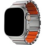 Dexmon Apple Watch 11 10 9 8 7 6 Ultra Se Uyumlu 42 44 45 46 49MM Titanyum Çelik Çift Renkli Kordon - Gümüş - Turuncu - 49 - 46 - 45 - 44 - 42mm