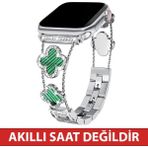 Dexmon Huawei Watch Fit 3 / Fit 4 / Fit 4 Pro / Fit 5 / Fit 5 Pro Uyumlu Lüks Taşlı Çiçekli Metal Kordon Şık Kadın Saat Kayışı - Huawei Fit 3 / Fit 4 / Fit 4 Pro - Gümüş - Yeşil