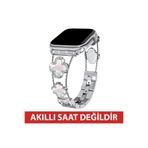 Dexmon Huawei Watch Fit 3 / Fit 4 / Fit 4 Pro / Fit 5 / Fit 5 Pro Uyumlu Lüks Taşlı Çiçekli Metal Kordon Şık Kadın Saat Kayışı