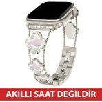 Dexmon Huawei Watch Fit 3 / Fit 4 / Fit 4 Pro Uyumlu Lüks Taşlı Çiçekli Metal Kordon Şık Kadın Saat Kayışı - Huawei Fit 3 / Fit 4 / Fit 4 Pro - Starlight