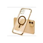 Dexmon iPhone 11 Serileri İçin Kılıf Magsafe Aksesuarlarıyla Uyumlu 3d Kamera Korumalı Electroplating Şeffaf Razer Silicone Case, Gold