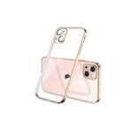Dexmon Iphone 13 İle Uyumlu Kılıf 3d Kamera Ve Lens Korumalı Ultra Lüks Plating Razer Silicone Case, Gold