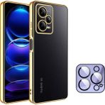 Dexmon Redmi Note 12 5g Kılıf 3D Kamera ve Lens Korumalı Ultra Lüks Plating Razer Silicone Case - Gold