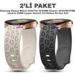 Dexmon Samsung Galaxy Watch 4/5/6/7/fe 40/44MM Classic 42/43/46/47MM Uyumlu 20MM Leopar Desenli 2li Silikon Kordon Seti - Starlight - Siyah - Samsung 20mm