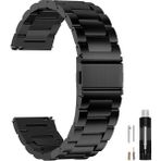 Dexmon Samsung Galaxy Watch 4/5/6/7/fe/40/40/44 Classic 42/43/46/47MM Uyumlu 20MM Metal Paslanmaz Çelik Kordon - Samsung 20mm - Siyah