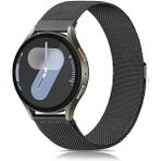 Dexmon Samsung Galaxy Watch 4/5/6/7/fe/40/44 Classic 42/43/46/47MM Uyumlu 20MM Metal Hasır Paslanmaz Kordon - Siyah