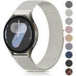 Dexmon Samsung Galaxy Watch 4/5/6/7/fe/40/44 Classic 42/43/46/47MM Uyumlu 20MM Metal Hasır Paslanmaz Kordon - Starlight