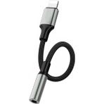 Dexmon Tak Çalıştır Lightning To Aux 3.5mm Kulaklık Jak Dönüştürücü Alüminyum Alaşım Kırılmaz Örgü Kablo - Siyah