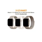 Dexmon Watch 11 10 9 8 7 6 Ultra Se 42 44 45 46 49MM Uyumlu 3' Lü Silikon + Metal Kordon Set