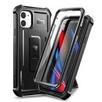 Dexnor iPhone 11 6,1 inç 360 için Kılıf Tam Gövde Ağır Hizmet Sağlam Darbeye Dayanıklı Askeri Düşme Test Edilmiş Koruyucu Kapak Dahili Ekran Koruyucu ve iPhone 11 için Destek Çubuğu - Siyah