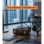 Dexxony Dcx-11 Özel Tasarım Plakçalar Görünümlü Retro Vintage Nostaljik Radyo & Bluetootlu Mini Fm Radyo - Siyah