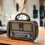 Dexxony Kahverengi Bluetoothlu Büyük Boy Nostaljik Radyo - Elektrikli, Şarjlı ve Pilli Nostaljik Fm Radyo & Bluetooth Hoparlör - Şarjlı, Usb/sd Destekli, Kahverengi Retro Radyo USB AM FM SW