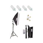 Deyatech 50x70cm Softbox 4 Duylu Tekli Sürekli Işık Seti 50x70 Softbox Video Işık Lambalı 20 Watt