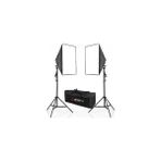Deyatech Softbox 50x70cm Paraflaş 4 Duylu Ikili Set Sürekli Işık 200cm Adaptörlü