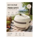 DEYHOME 32 Parça 6 Kişilik Taşınabilir Piknik Yemek Takımı Sepeti | Tabak Bardak Çatal Kaşık Seti BPA Free Kamp Mangal Plaj Karavan