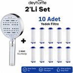 Deyhome 6 Fonksiyonlu Filtreli Duş Başlığı Basınç Artırıcı Duş Başlığı + 10 Adet Yedek Filtre