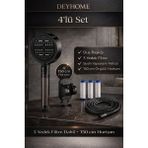 deyhome 6 Fonksiyonlu Filtreli Duş Başlığı + Yapışkanlı Mafsal + 3 Yedek Filtre – 150CM Örgülü Hortum-Basınç Artırıcı, Klor & Kireç Önleyici - Siyah