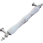 Deyhome Çin Gülü Porselen Kulp 128MM(12.8CM) Ayakları Krom Mobilya Çekmece Kapak Kulbu - 1 Adet - 96 mm