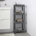 DEYHOME DEYHOMEVesken 4 Katlı Banyo Raf Ünitesi Gri Banyo Düzenleyici Şampuan Havluluk Deterjan Dolap