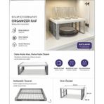 Deyhome Dolap Içi Düzenleyici Organizer Raf Katlanabilir Mutfak Tabak Bardak Rafı 31X28X16 cm - Beyaz-Gri