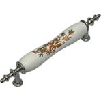 Deyhome Porselen Kulp Toprak Desenli 96MM(9.6CM) Mobilya Çekmece Kapak Kulbu - Krom Ayak Modeli - 1 Adet