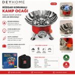 Deyhome Rüzgar Korumalı Kamp Ocağı 2800W Portatif Gaz Kartuşlu Kamp Piknik Doğa Yürüyüşü Ocak Seti Taşıma Çantalı Kırmızı Gövde