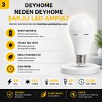 DEYHOME Şarjlı LED Ampul, 9W, 830 Lümen, 6400K Beyaz Işık, E27 Duy, 15.000 Saat Ömür, Acil Durum Aydınlatma (1)