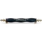 Deyhome Siyah Polimer Gövde Altın Taç Desenli 128MM (12.8cm) Mobilya Çekmece Kapak Kulbu - 5 Adet