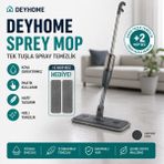 Deyhome Sprey Mop Temizlik Seti | Su Hazneli Spreyli Paspas | Mikrofiber Bezli | Kovasız Pratik Temizlik + 2 Adet Yedek Mop Bez - Turkuaz