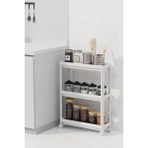 Deyhome Tekerlekli Dikdörtgen 3 Katlı Raf Ünitesi – Banyo & Mutfak Düzenleyici Organizer - Beyaz - 1 Adet