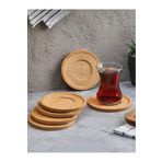 Dezi 6'lı Bambu Çay Tabağı Seti, Yuvarlak Bambu Çay Bardağı Altlığı