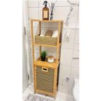 DEZİ Bambu 3 Raflı Kirli Sepeti, Çok Amaçlı Banyo Düzenleyici, Çamaşır Sepeti Organizer, Banyo Rafı