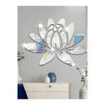DfEventdesing Lotus Çiçeği Desenli Ayna Pleksi Duvar Süsü 40 x 30 Gümüş Renk