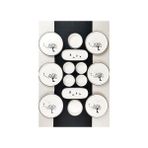 Dfn Life 14 Parça Handmade Kahvaltı Takımı 6 Kişilik Siyah Beyaz Desenli Seramik Set