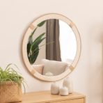 DFN WOOD Beyaz Halatlı 70 Cm Çap Yuvarlak Dekoratif Duvar Salon Banyo Aynası