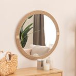 DFN Wood Dfn Wood 100x100 Cm Jut Halatlı Yuvarlak Dekoratif Duvar Salon Banyo Aynası Kahverengi