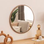 DFN Wood Dfn Wood 70x70 Cm Kahverengi Mdf Yuvarlak Duvar Salon Banyo Aynası