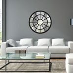 DFN Wood Dfn Wood 70x70 Cm Siyah Pencere Yuvarlak Duvar Salon Antre Aynası