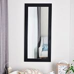 DFN Wood Dfn Wood Masif Ahşap 140x60 Cm Dikdörtgen Siyah Dekoratif Duvar Salon Ofis Aynası