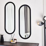 DFN Wood Dfn Wood Ovaline 35x95 Cm Oval Siyah İkili Duvar Salon Konsol Aynası