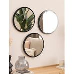 DFN Wood Dfn Wood Siyah Mdf 3 Lü Yuvarlak Duvar Salon Banyo Aynası 35x35 Cm
